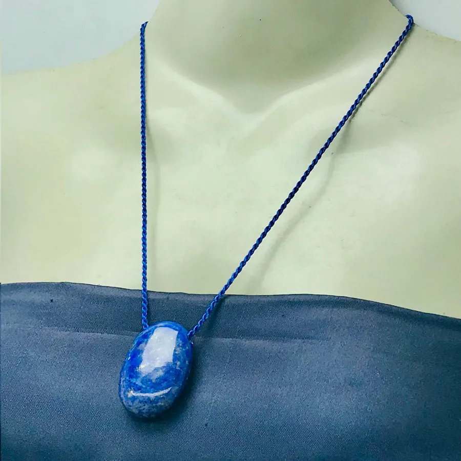 Lapis Lazuli Gemstone Oval Shape Pendant Necklace