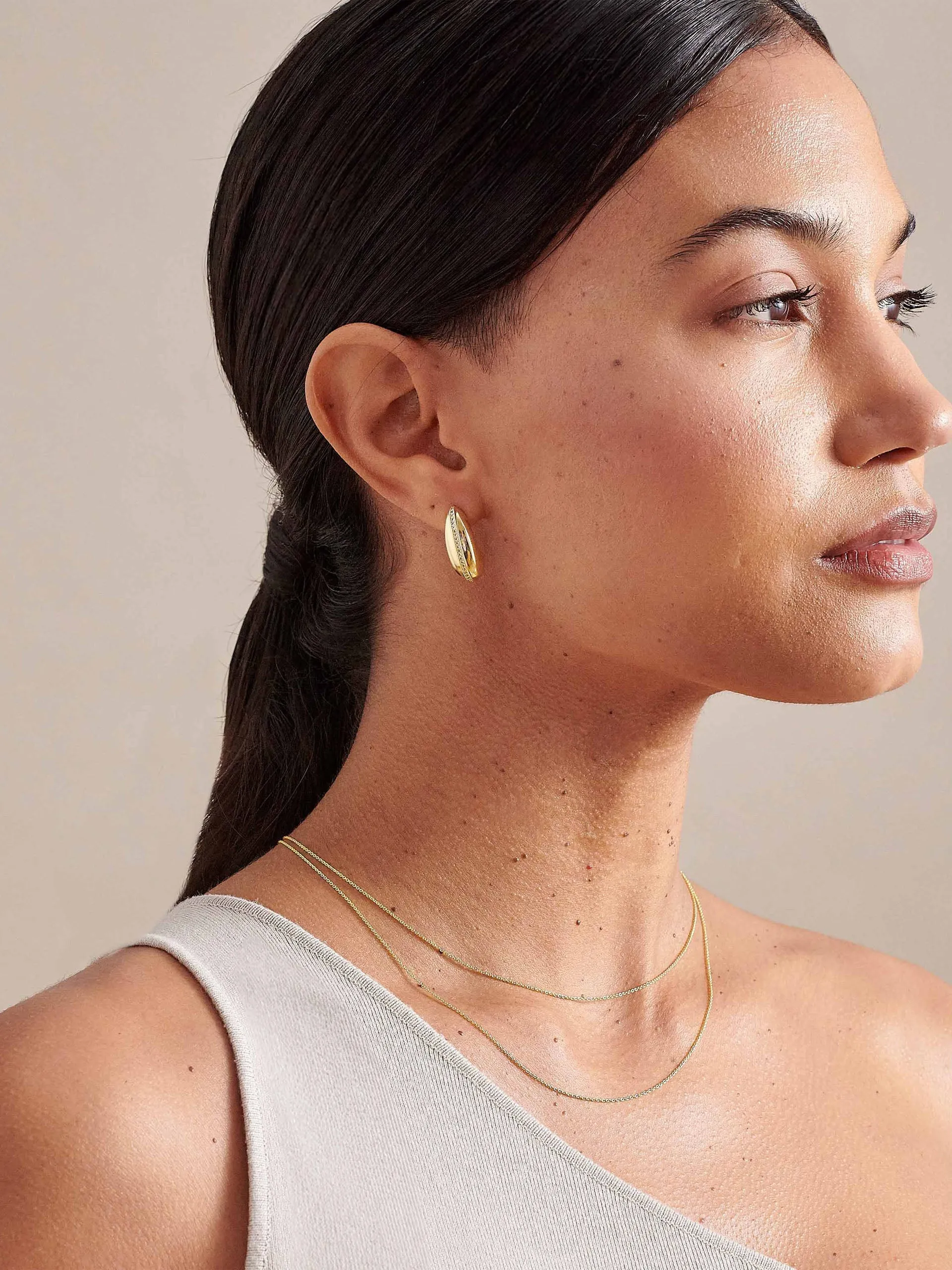 Large dome pave stud earrings