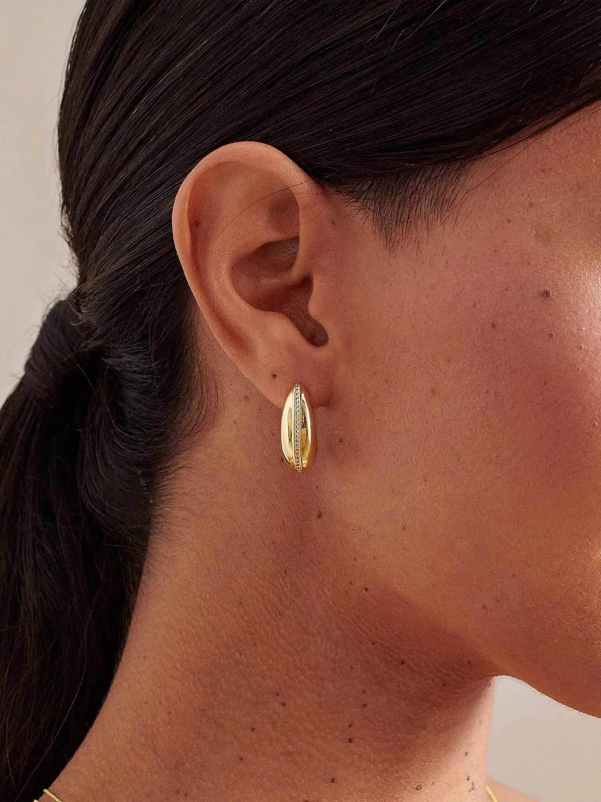 Large dome pave stud earrings