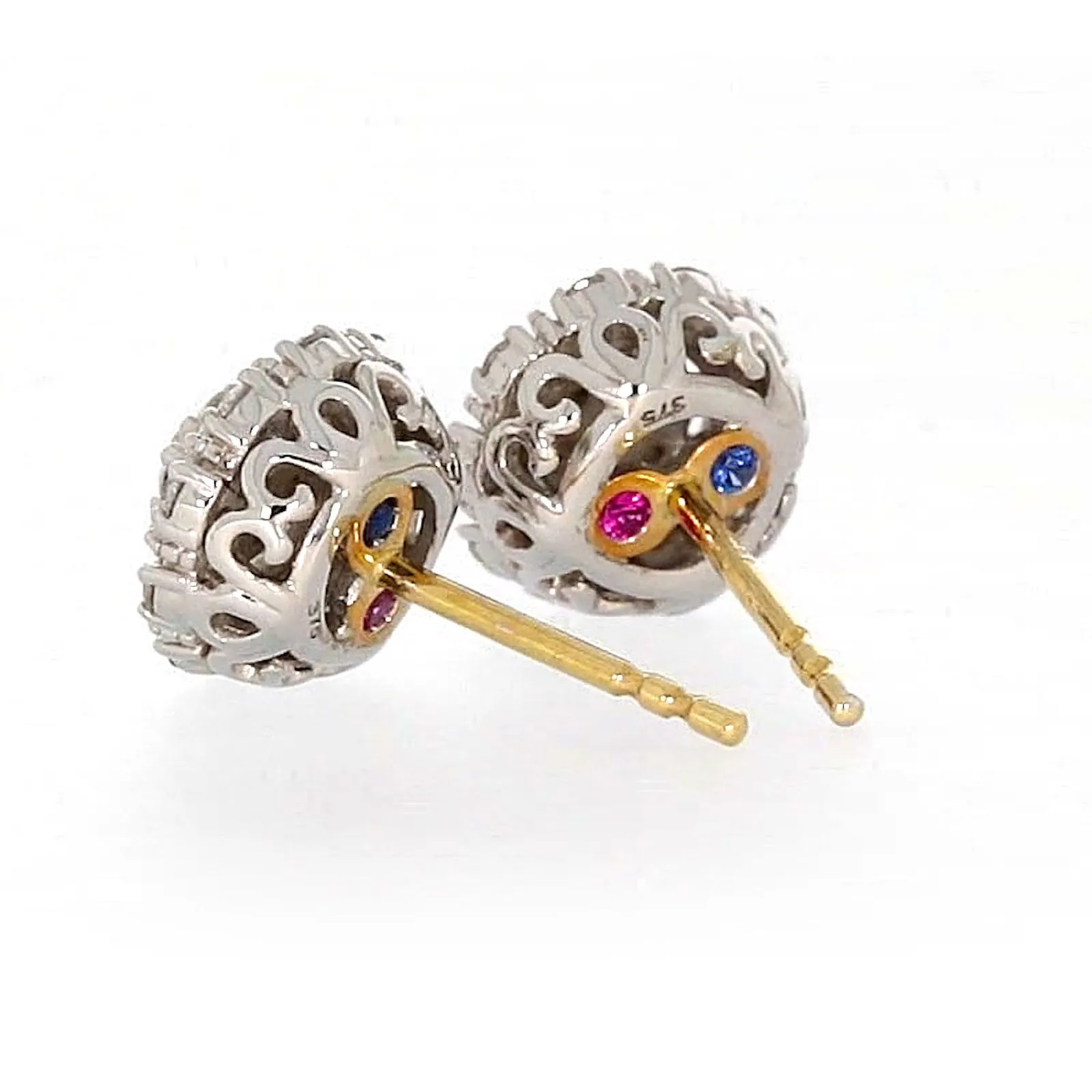 London 9ct Two Tone Gold Round Brilliant Cut 1/2 CARAT tw of Diamonds Stud Earrings