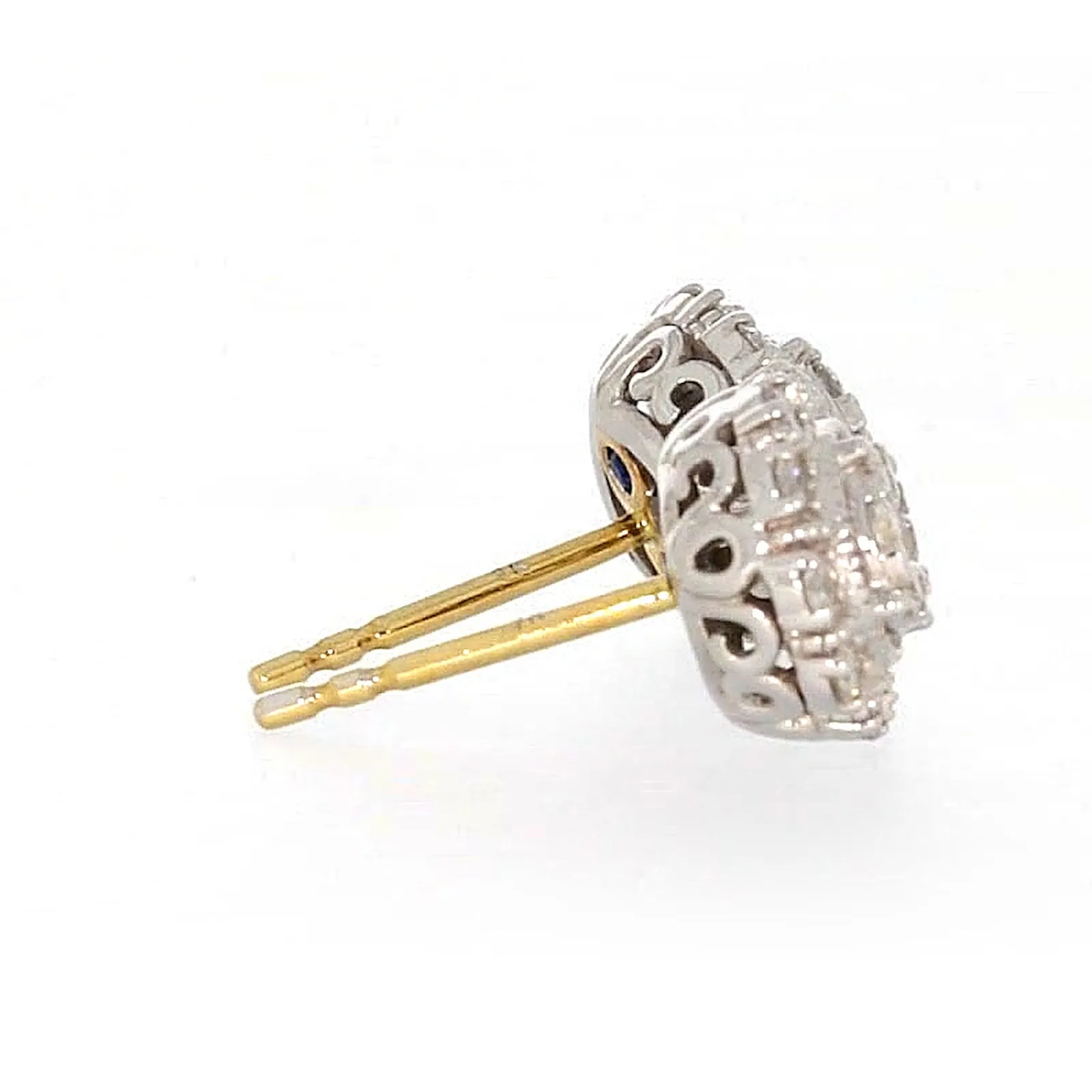 London 9ct Two Tone Gold Round Brilliant Cut 1/2 CARAT tw of Diamonds Stud Earrings