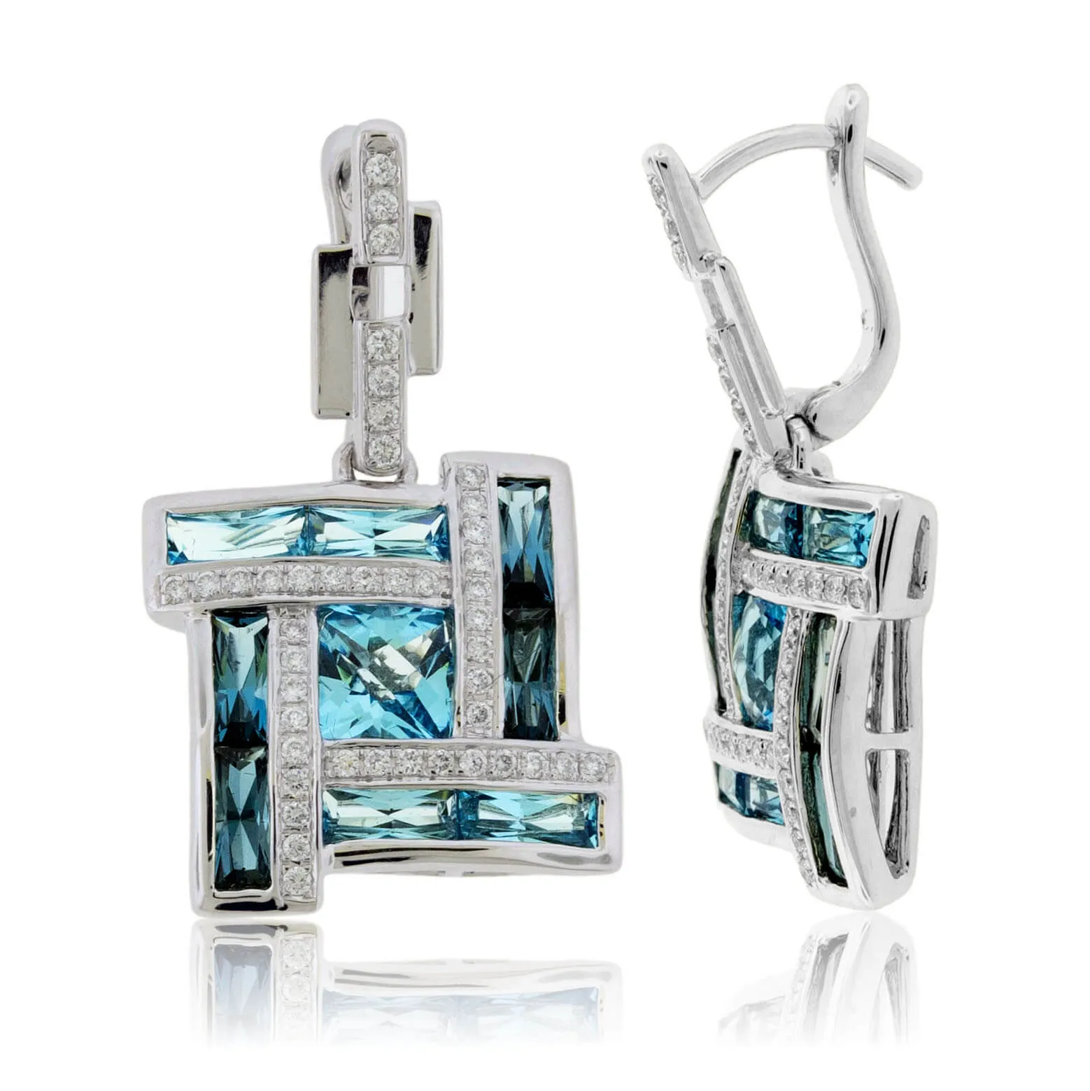 London Blue to Sky Blue Topaz with Diamond Accented Earrings