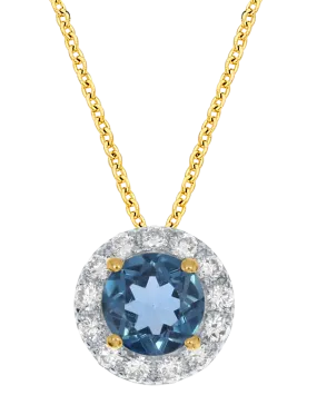 London Blue Topaz Pendant - 10ct Yellow Gold London Blue Topaz and Diamond Pendant - 786698