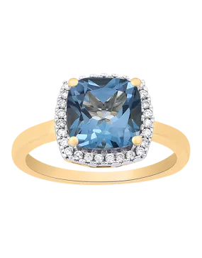 London Blue Topaz Ring - 10ct Yellow Gold London Blue Topaz & Diamond Ring - 786279