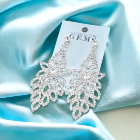 MAYA - clear silver chandelier rhinestone earrings