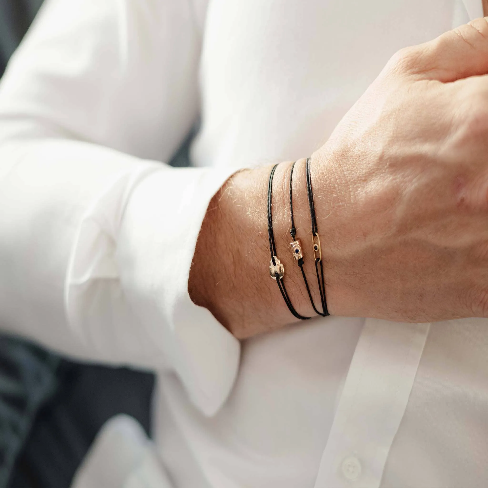 Men's Sapphire Santorini Evil Eye Bracelet - 14K White Gold