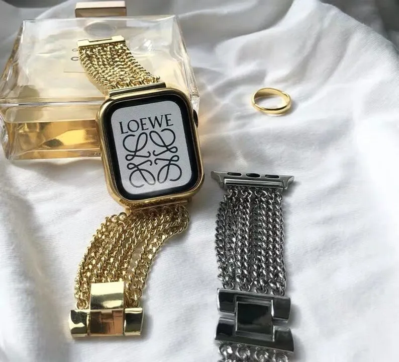 Metal Chain Apple Watch Band, iwatch Band 38mm 40mm 42mm 44mm, Women Stainless steel Apple Watch Strap, Apple Watch Series 1 2 3 4 5 6 SE