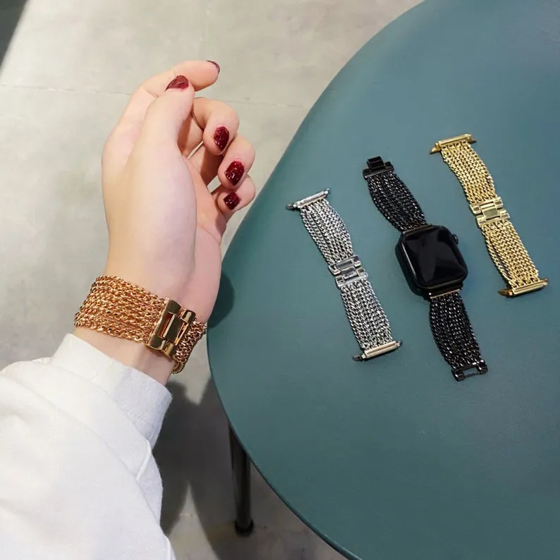 Metal Chain Apple Watch Band, iwatch Band 38mm 40mm 42mm 44mm, Women Stainless steel Apple Watch Strap, Apple Watch Series 1 2 3 4 5 6 SE