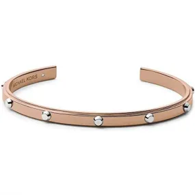 Michael Kors Rose Gold-tone Stainless Steel Stud Mini Open Cuff Bracelet MKJ3612