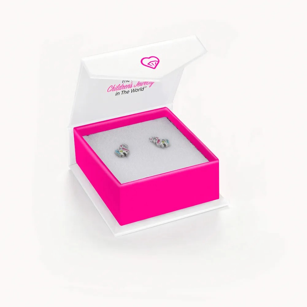 Miss Unicorn Kids / Children's / Girls Earrings Enamel - Sterling Silver