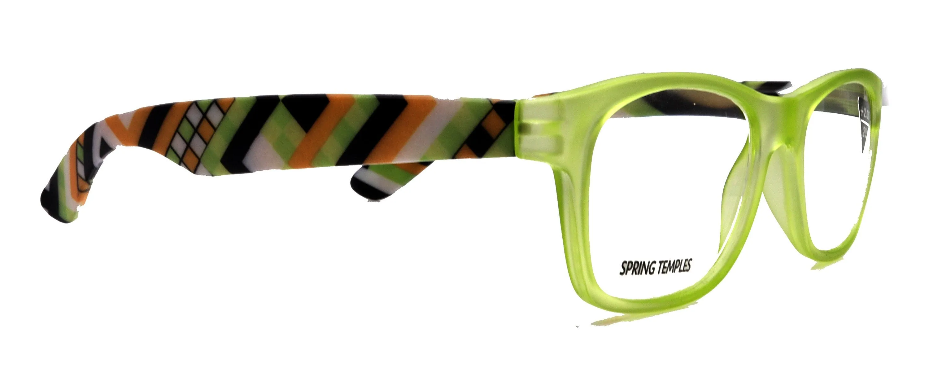 Monet, (Premium) Reading Glasses High End Readers  1 ..  3 Magnifying, Translucent (L Green) Chevron Square. Optical Frame. NY Fifth Avenue.