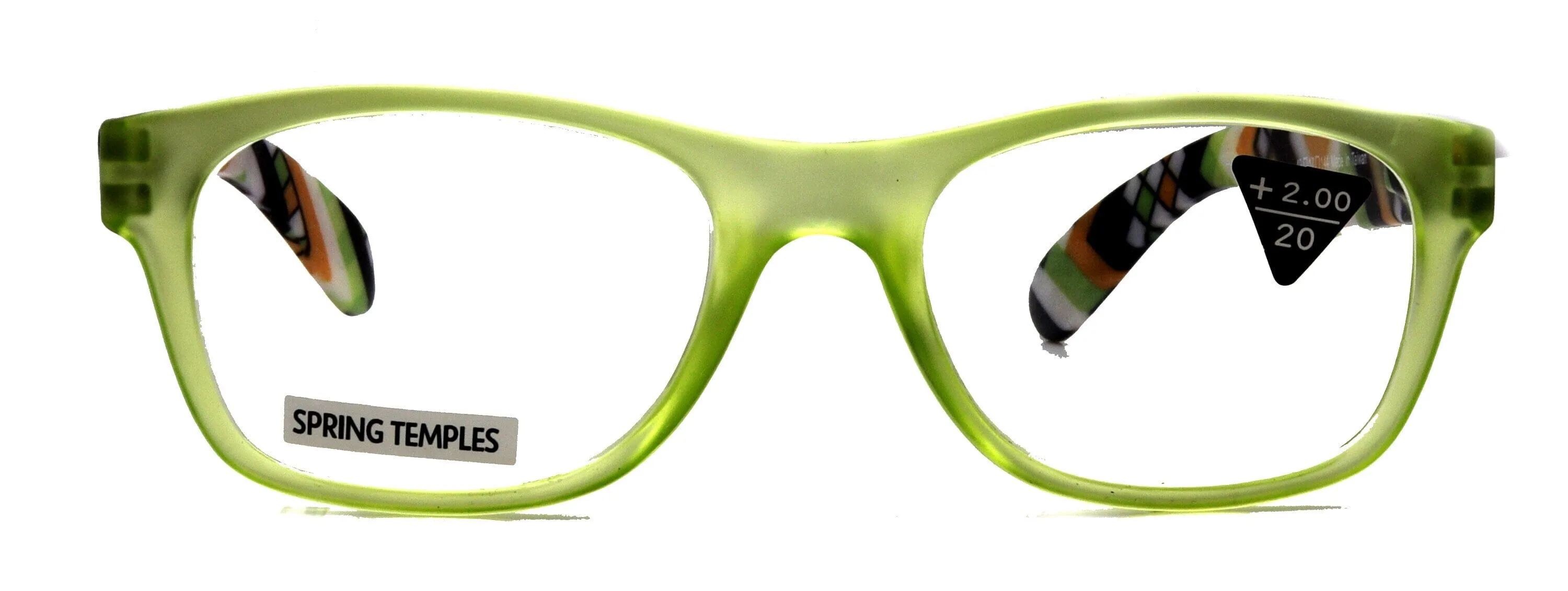 Monet, (Premium) Reading Glasses High End Readers  1 ..  3 Magnifying, Translucent (L Green) Chevron Square. Optical Frame. NY Fifth Avenue.