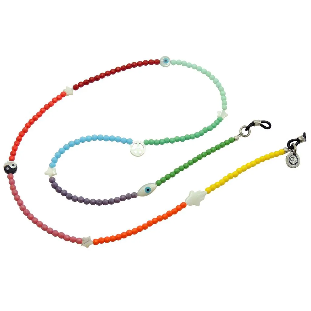 Mother of Pearl Lucky Charms Rainbow Beaded Glasses Chain