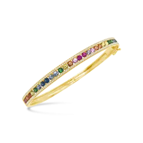 Multi-color Sapphire & Diamond Bangle Bracelet