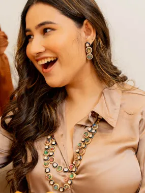 Multicolor Gold Plated Contemporary Necklace Set - CC-S14D