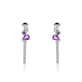 Natural Gemstone Tassel Drop Earrings