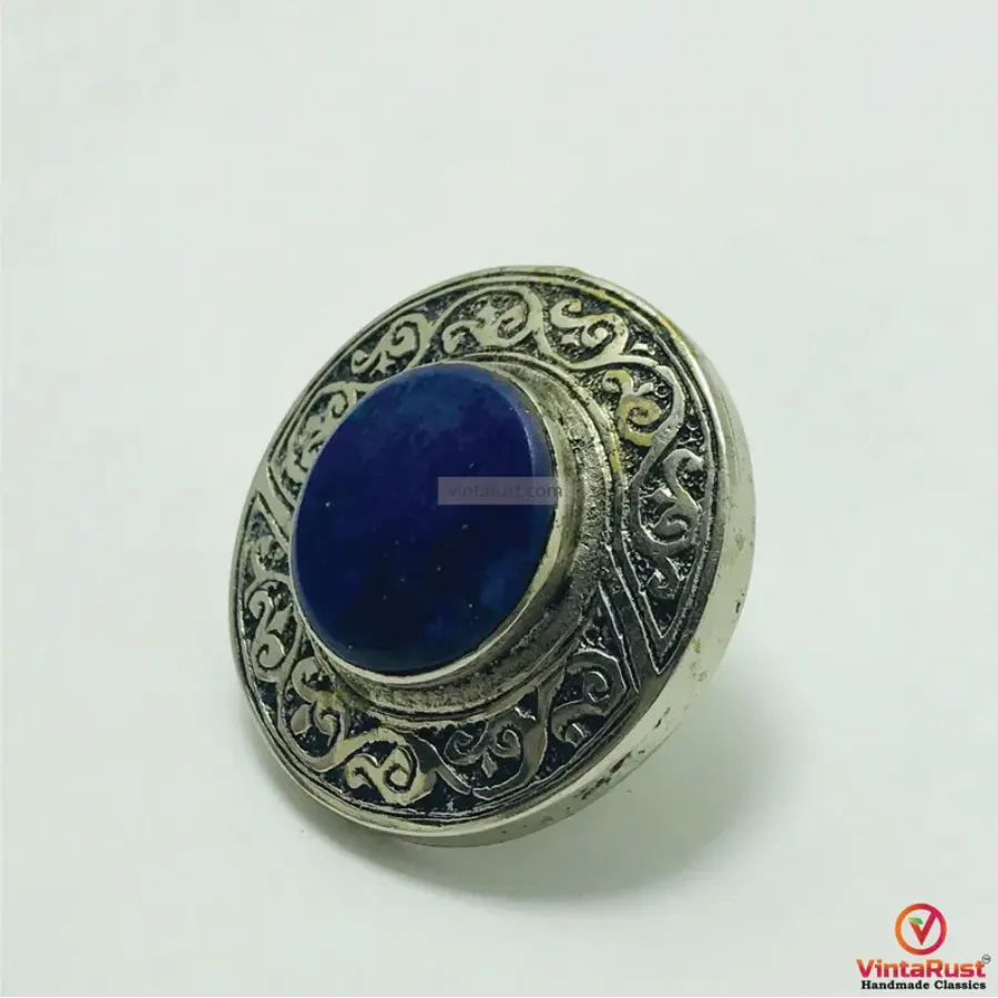 Natural Lapis Lazuli Stone Ring, Vintage Gemstone Ring,