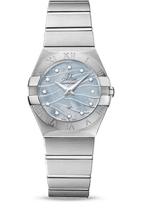 Omega Constellation Quartz 27 mm Watch - 27.0 mm Steel Case - Blue Mother-Of-Pearl Diamond Dial - 123.10.27.60.57.001