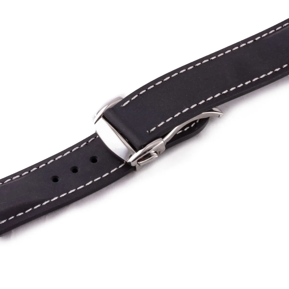 Omega Speedmaster / Seamaster - Bracelet montre caoutchouc - Rubber cousu (noir,orange)