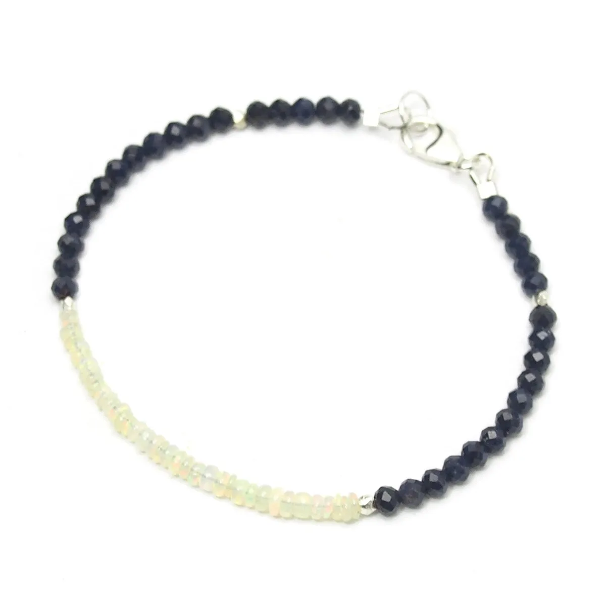Opal and Sapphire Bracelet with Sterling Silver Lobster Claw Clasp