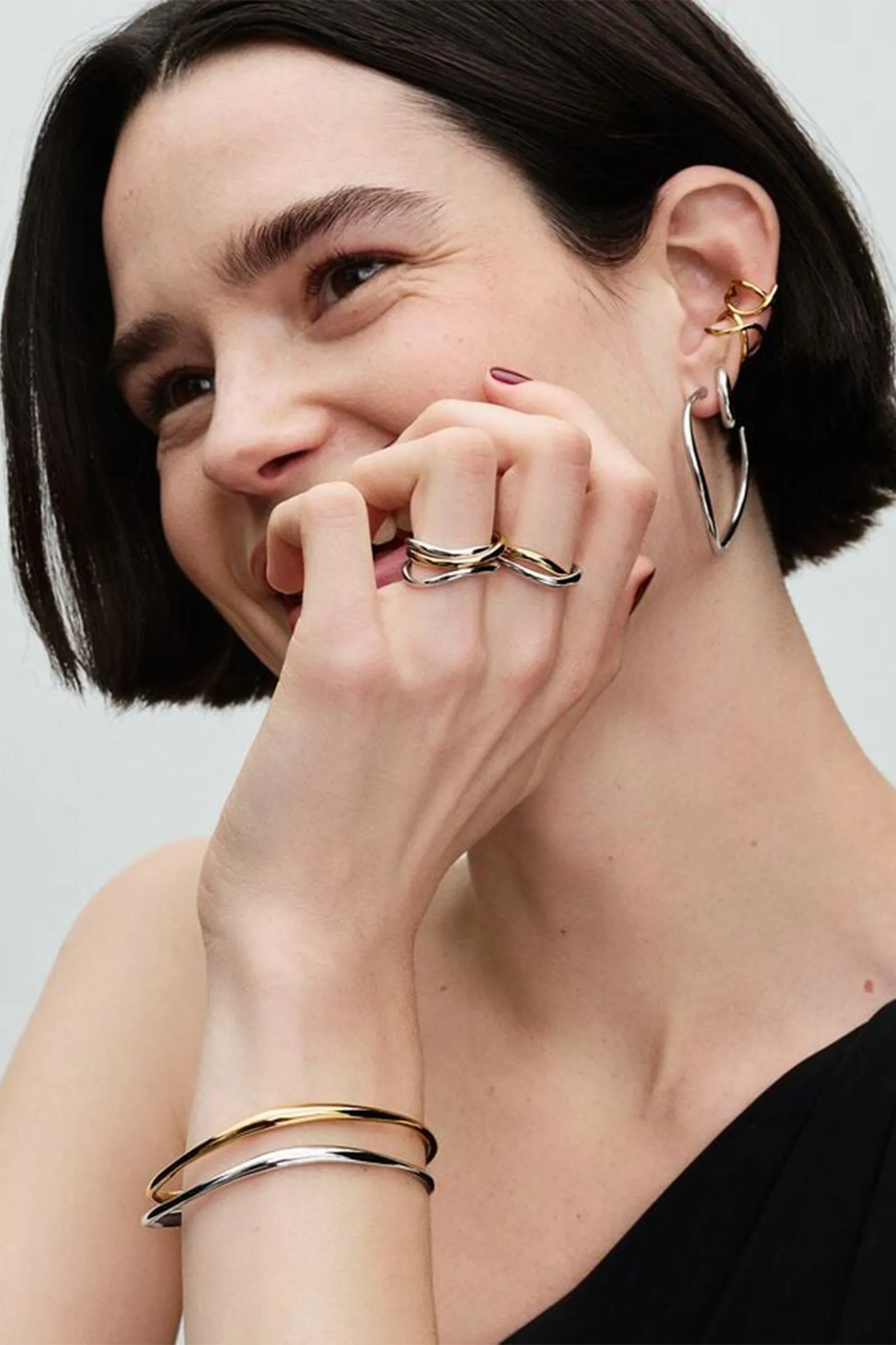 Organically Shaped Bangle in Gold