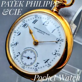 Patek Philippe Pocket Watch 18k Solid Gold 1910s 32.5mm Antique Vintage