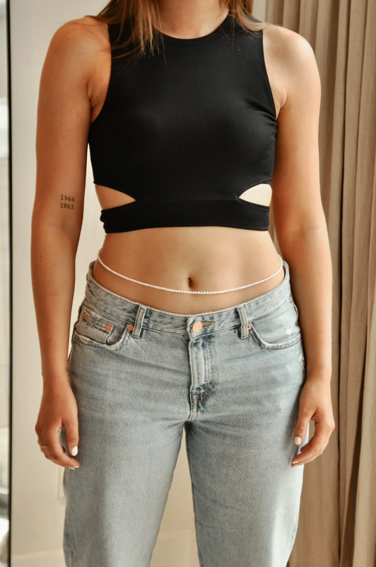 Pearl belly chain gold plated