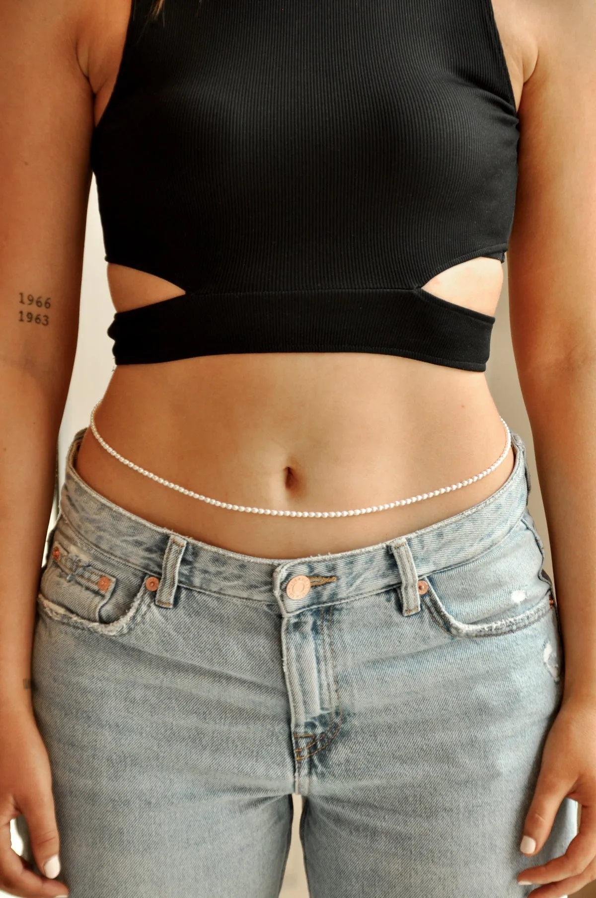 Pearl belly chain gold plated