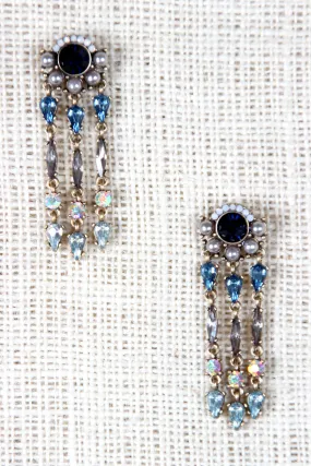 Pearls and Rhinestones Chandelier Stud Earrings