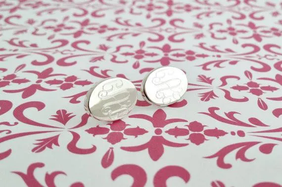 Personalized Oval Stud Earrings - Sterling Silver