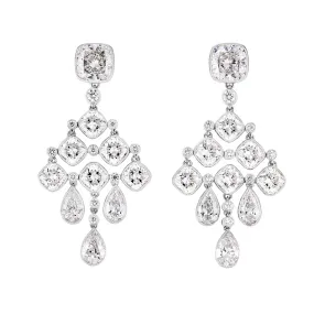 Platinum Cushion-cut Diamond Chandelier Earrings