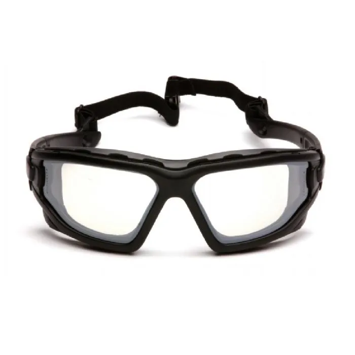 Pyramex I-Force Slim SB7080SDNT Safety Glasses Indoor Outdoor Dual Pane Anti Fog Lens Black Temples and Strap, One Size, 1 Each
