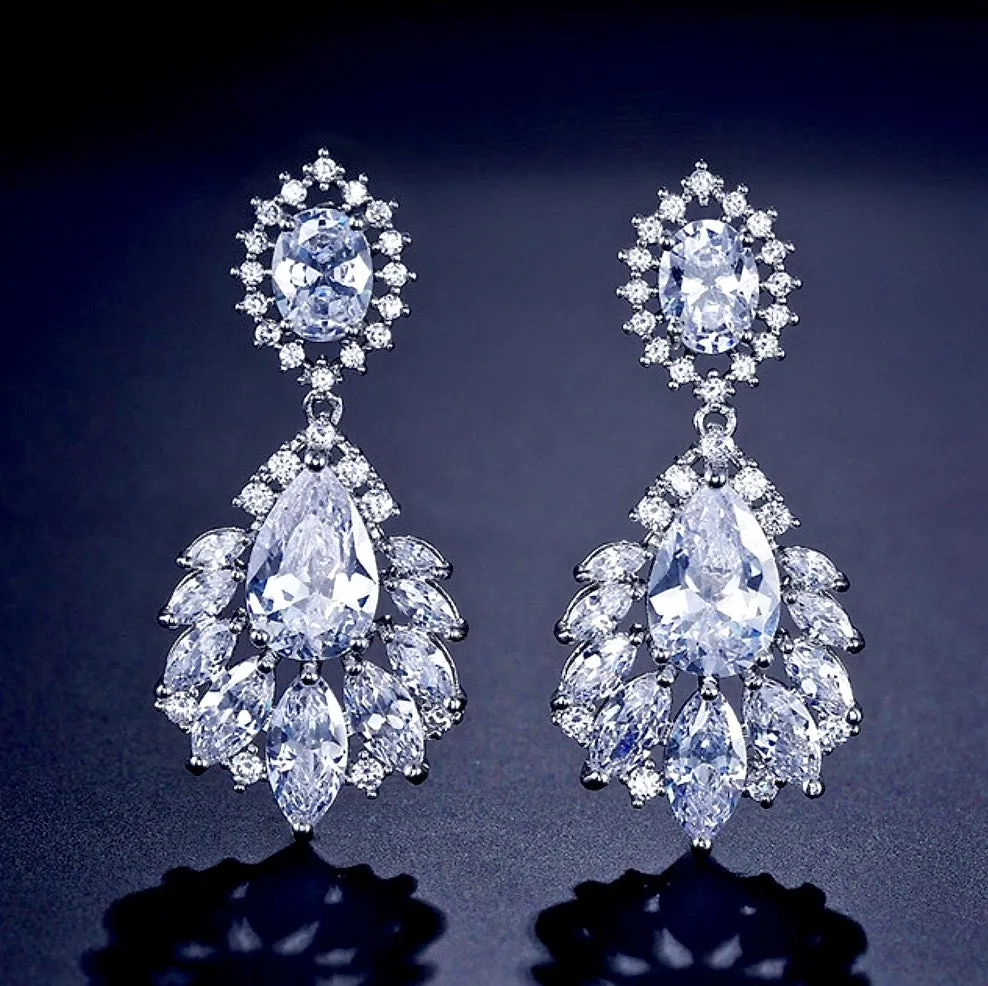"Adrienne" - Cubic Zirconia Bridal Earrings - More Colors