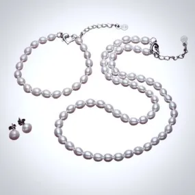 "Maybelle" - Natural Freshwater Pearl 3-Piece Bridal Jewelry Set