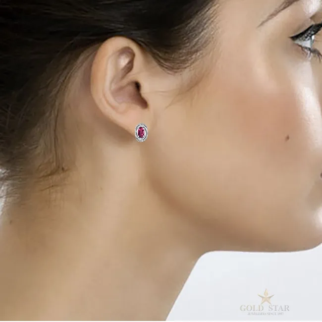 "PINKY" PINK TOPAZ & DIAMOND EARRINGS