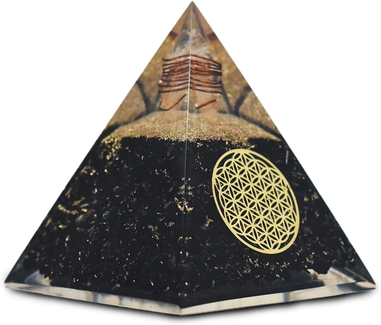 Real Crystal Orgone Chakra Pyramid - Seven Chakra Orgone Pyramid - Orgonite Pyramid for Energy Healing - Orgonite Kit - Protection With Seven Chakra Orgonite Necklace