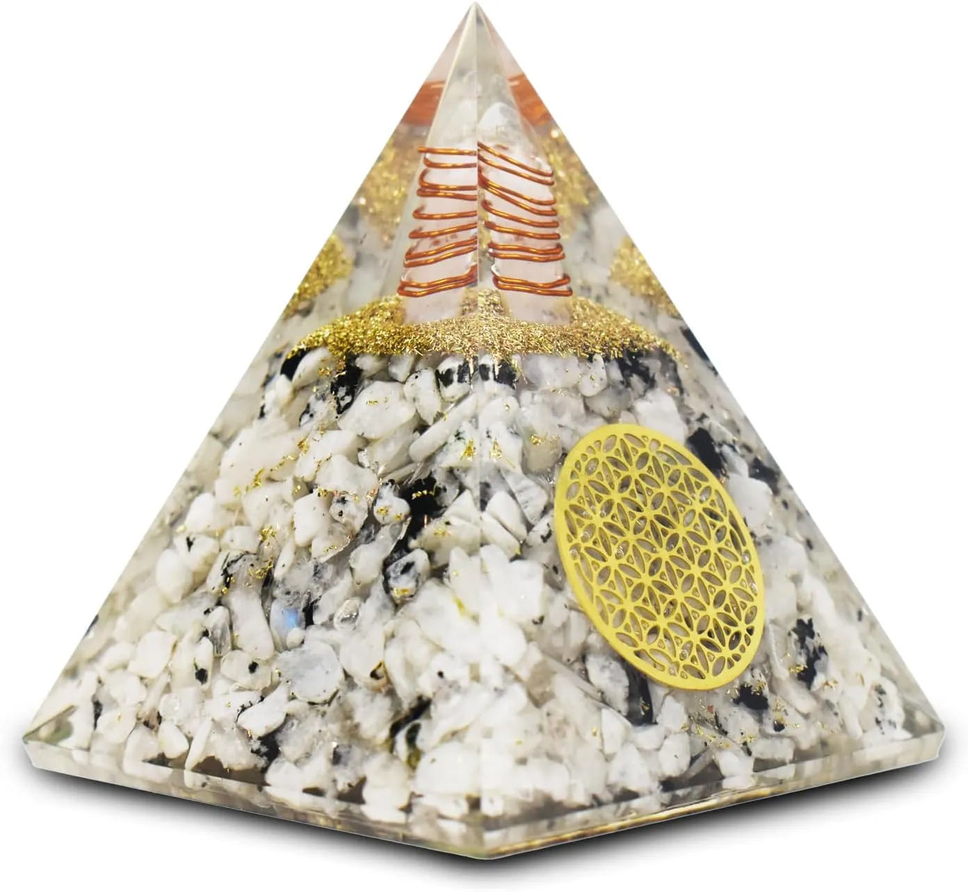 Real Crystal Orgone Chakra Pyramid - Seven Chakra Orgone Pyramid - Orgonite Pyramid for Energy Healing - Orgonite Kit - Protection With Seven Chakra Orgonite Necklace