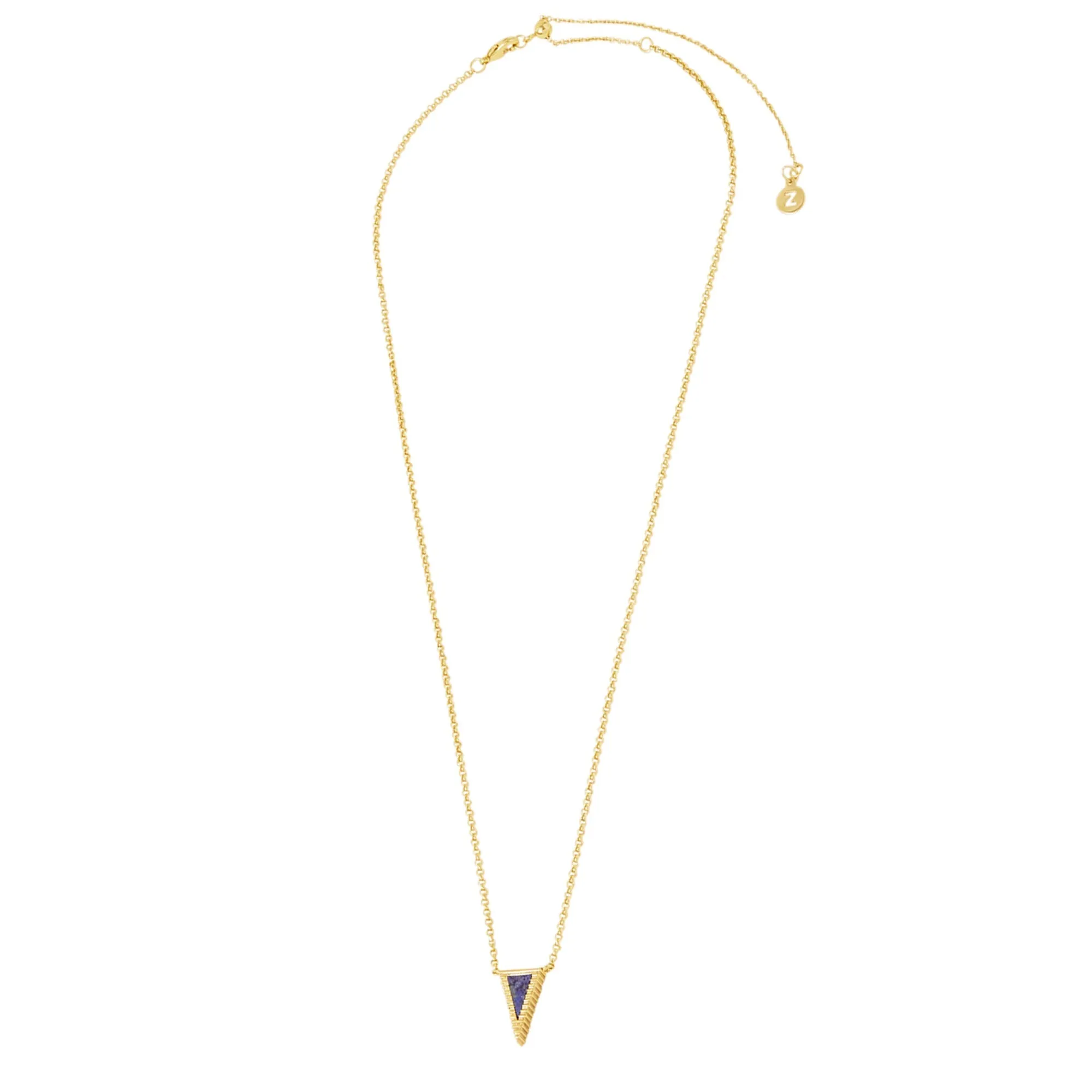 Real Gold-Plated Lapis Triangle Pendant Necklace