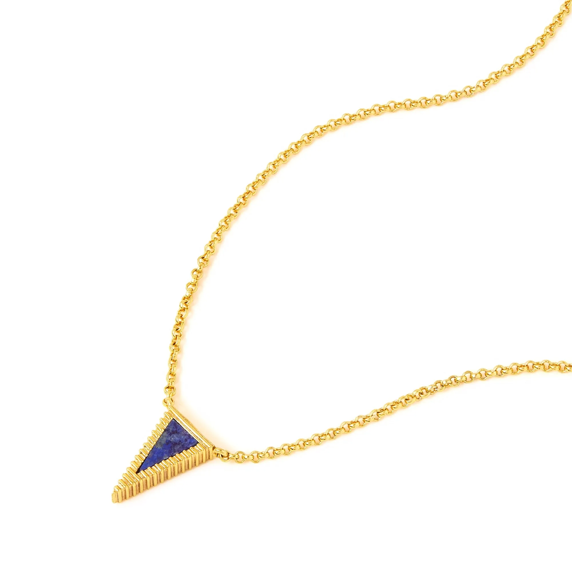 Real Gold-Plated Lapis Triangle Pendant Necklace