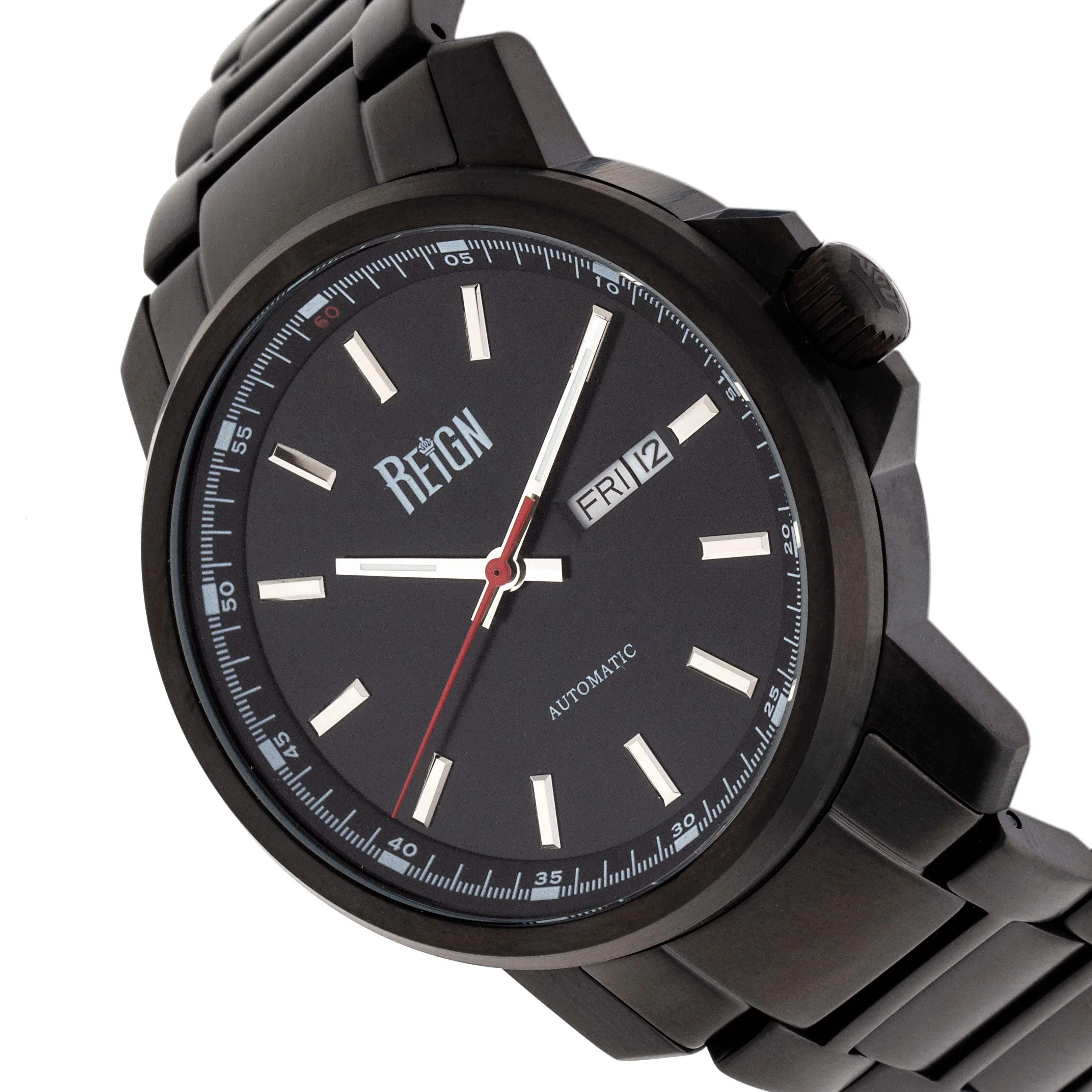 Reign Helios Automatic Bracelet Watch w/Day/Date - Black
