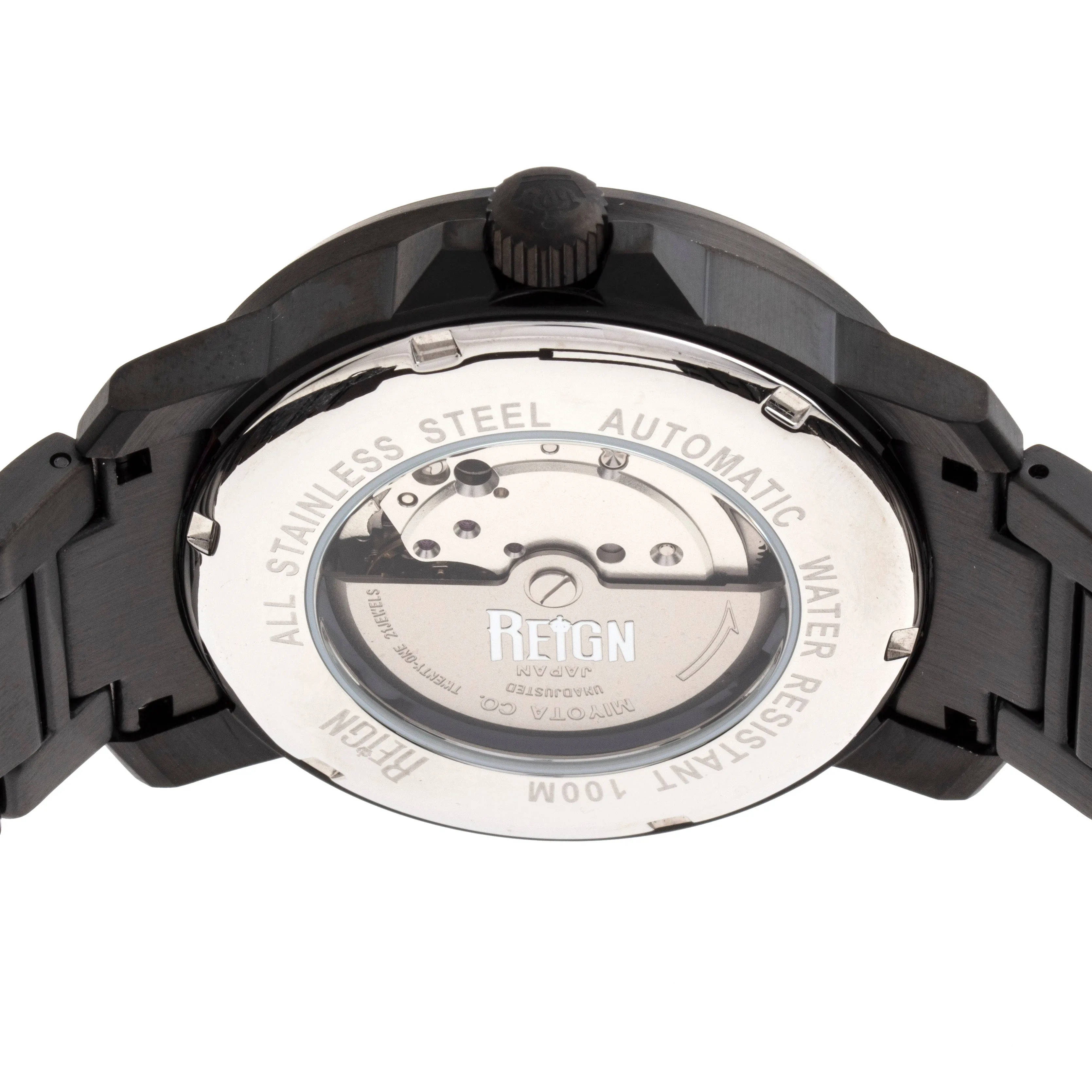 Reign Helios Automatic Bracelet Watch w/Day/Date - Black