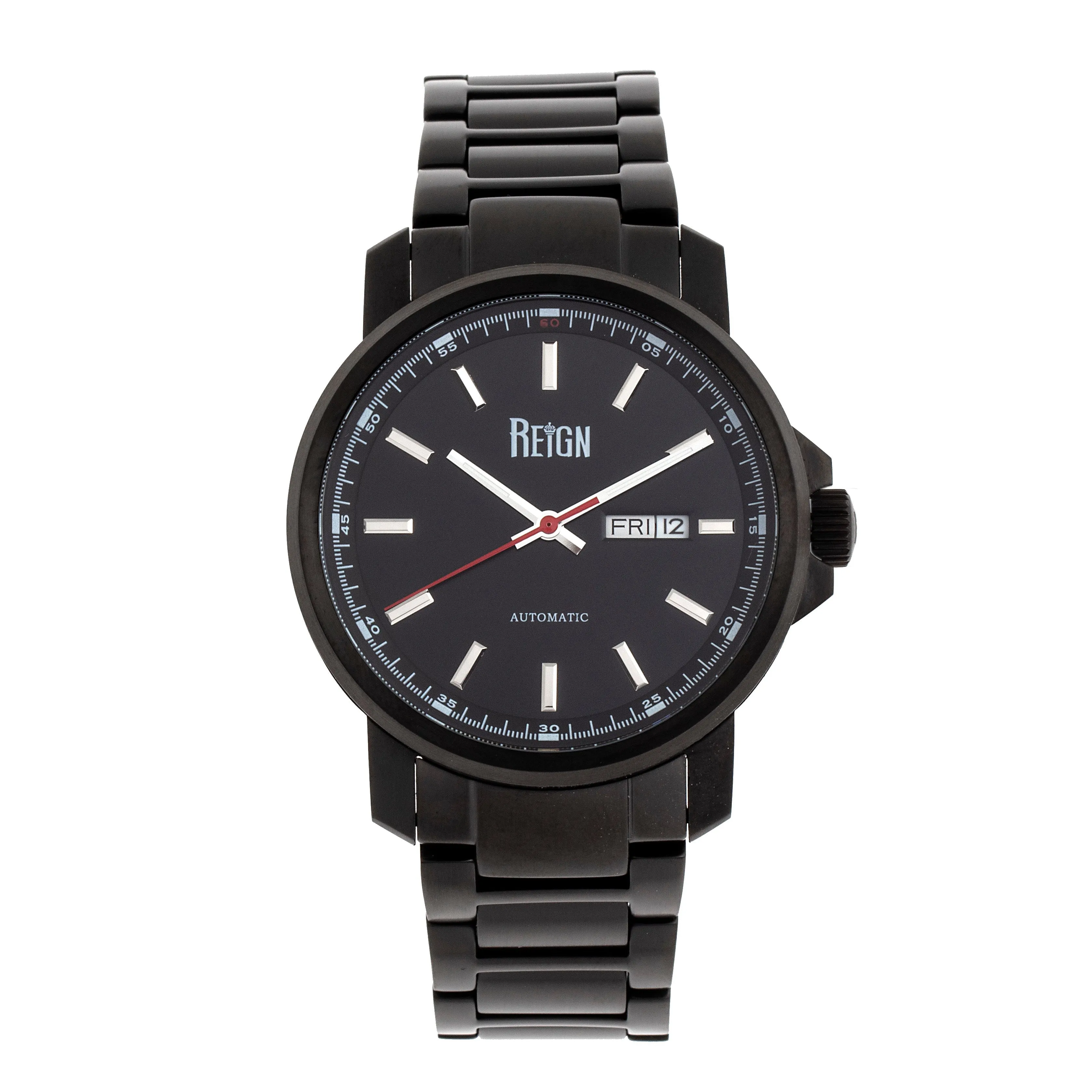 Reign Helios Automatic Bracelet Watch w/Day/Date - Black
