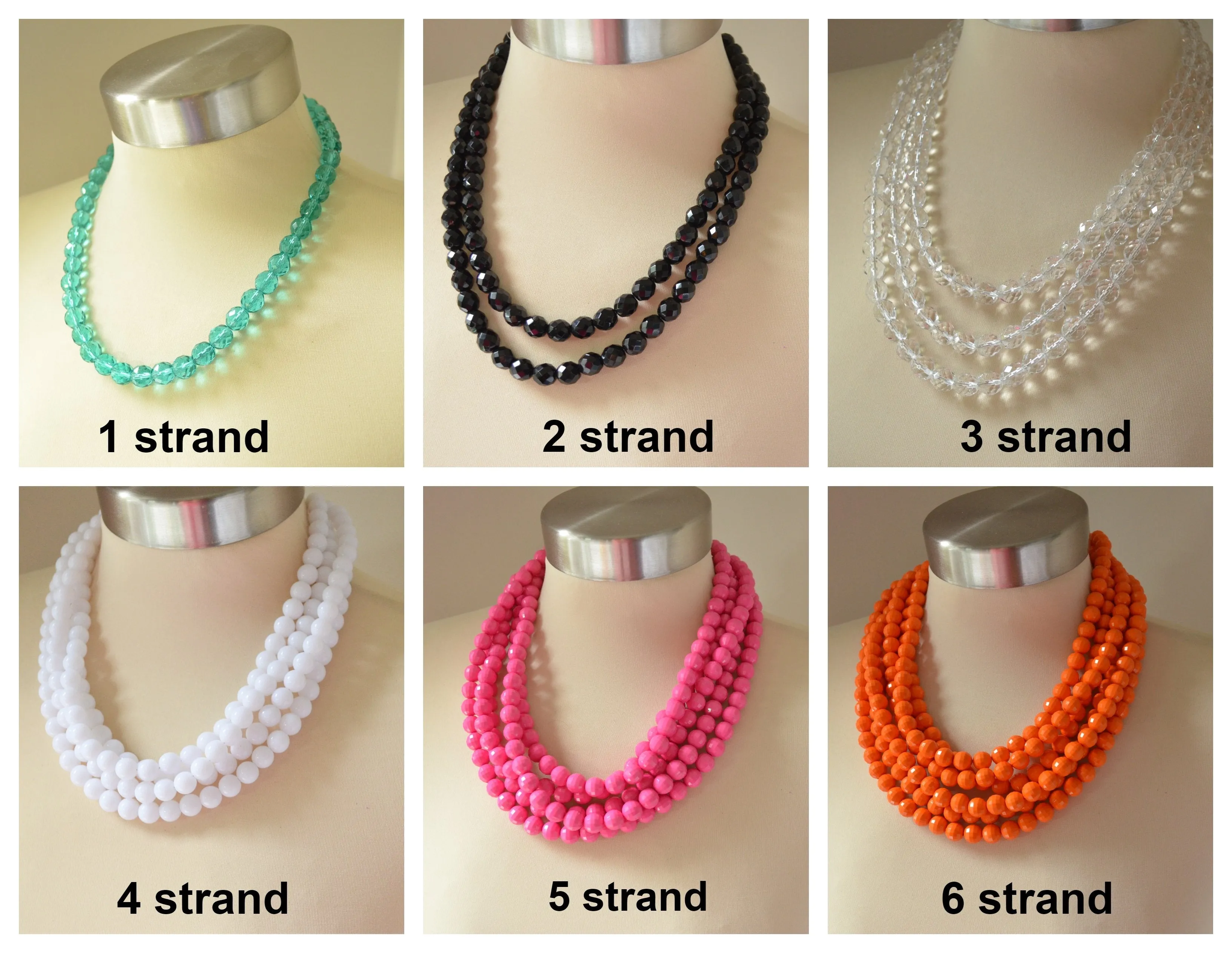 Rose Pink Acrylic Lucite Bead Chunky Statement Necklace - Alana