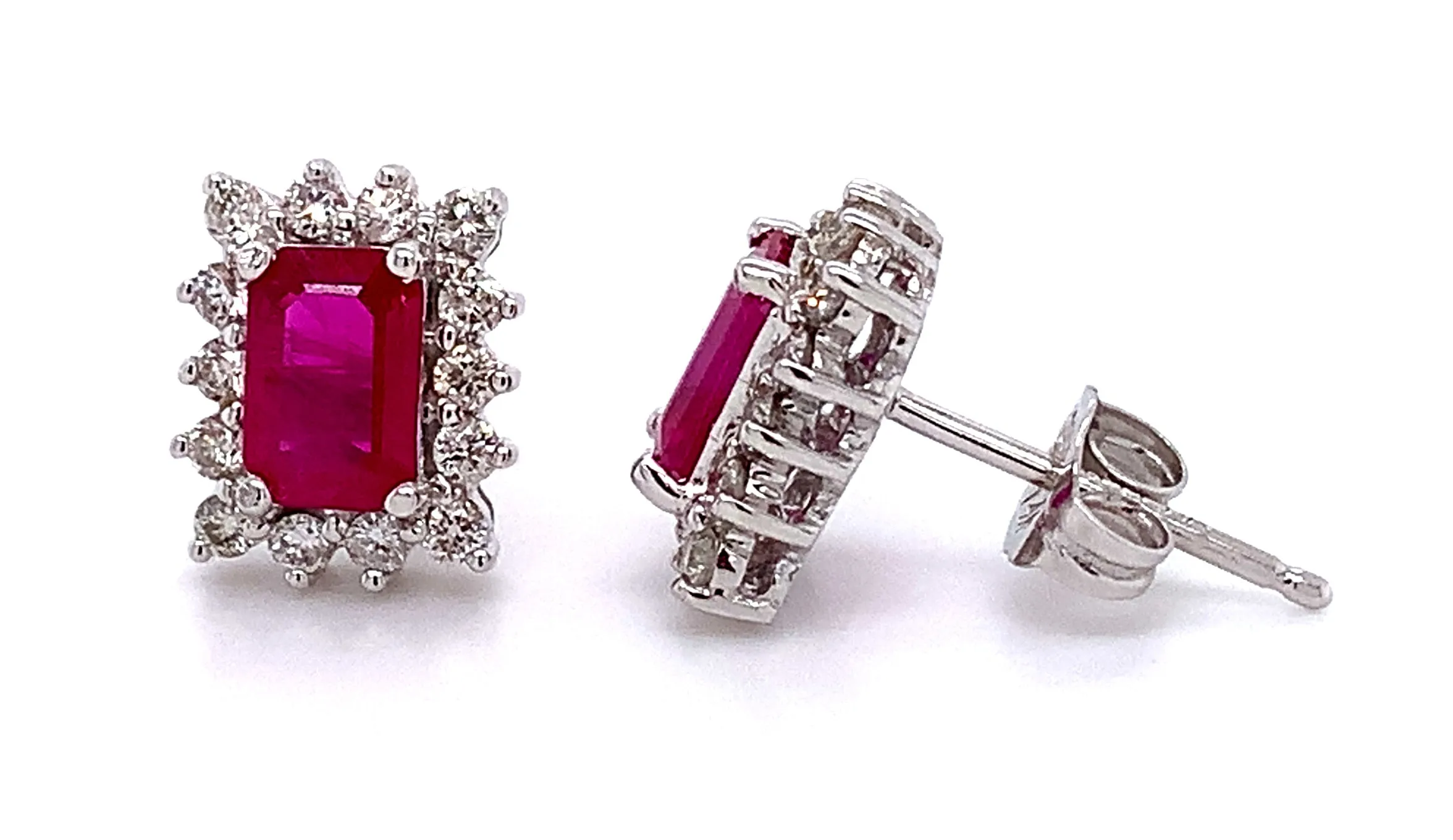 Ruby & Diamond Push Back Earrings
