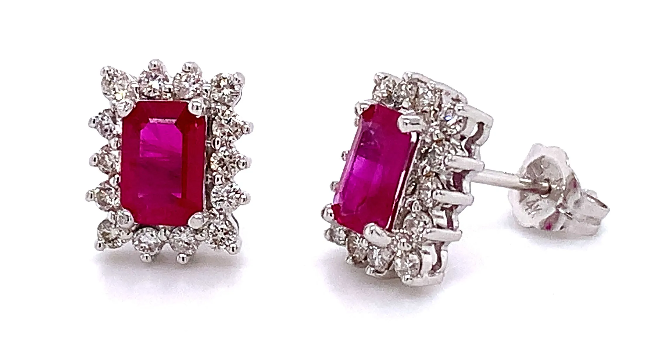Ruby & Diamond Push Back Earrings
