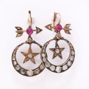 Ruby and arrow antique earrings