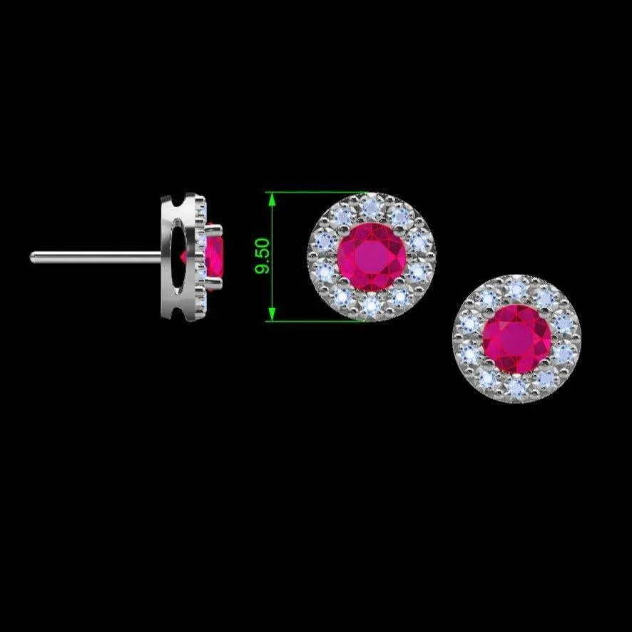 Ruby Diamond halo stud earrings