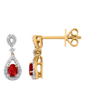 Ruby Earrings - 10ct Yellow Gold Ruby & Diamond Earrings - 786264