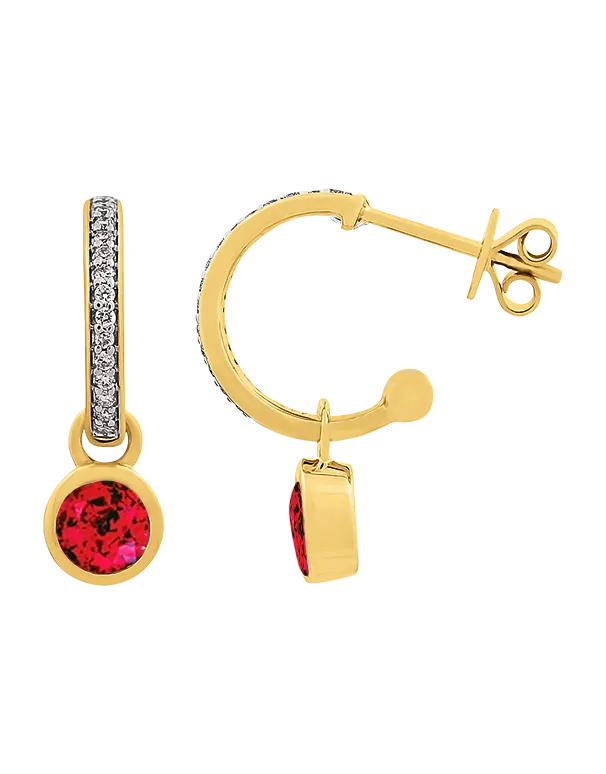 Ruby Earrings - 10ct Yellow Gold Ruby & Diamond  Earrings - 786271