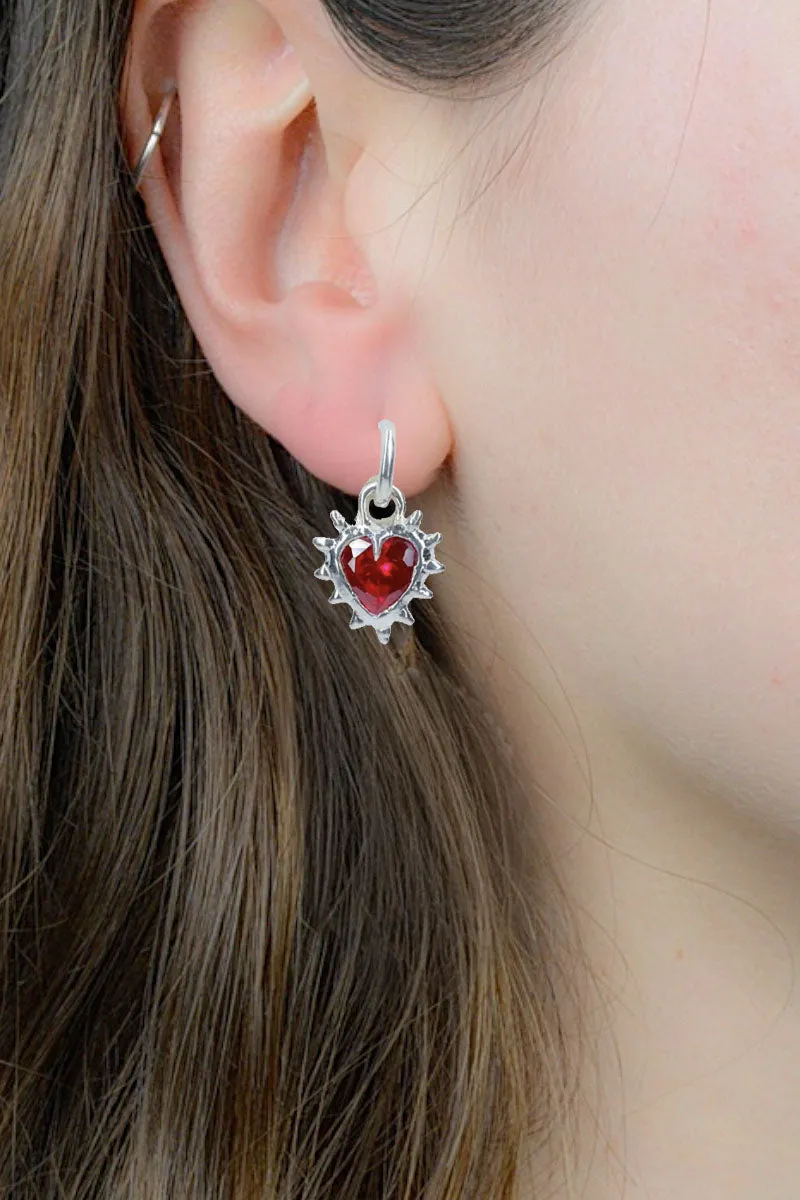 Ruby Heart Hoops